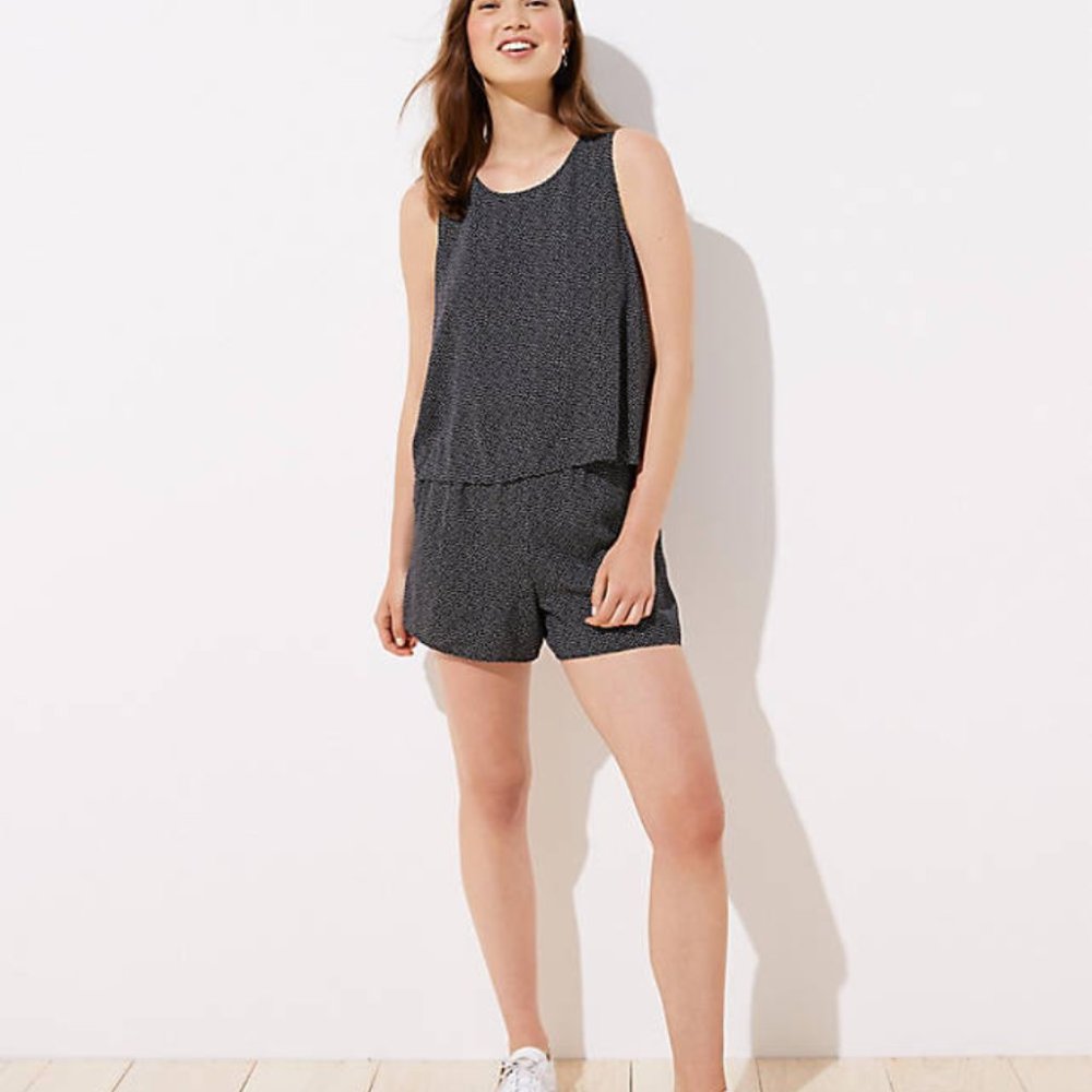 Loft Dotted Swingy Romper in Black